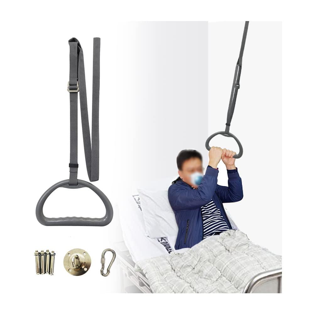 Mybow Bed Trapeze for Elderly Bed Pull Up Stand Assist Lift Hospital Bed Trapeze for Bed Mobility Transfer Ceiling Mounted Grab Bar Trapeze Overhead Stand Ladder Bed Standing Helper for Disabled Handicap