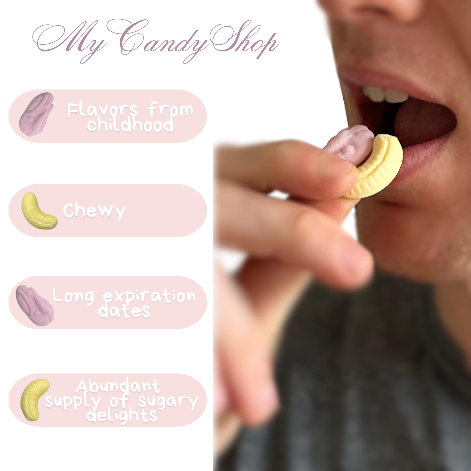 MyCandyShop Original Banana And Shrimp Sweets - Sweets 1kg Bulk Bag - Pick & Mix Shrimps And Bananas Sweets - Retro Sweets, Hygienically Packed in UK for Parties & Sharing