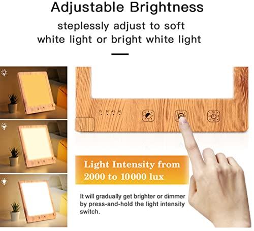 HYHMJ Wood Grain SAD Lamp, 10000 Lux Light Therapy Lamp, Sad Lights for Depression, with 3 Color Modes Adjustable Brightness, 4 Timer Settings UV-Free Sunlight Lamp,Wood Grain