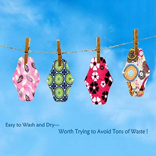 ZCOINS ZCOINS 10PCS Reusable Sanitary Towels Women Hygiene Sanitary Pads for Day and Medium Flow, Washable Bamboo Cloth (26 x 18cm)