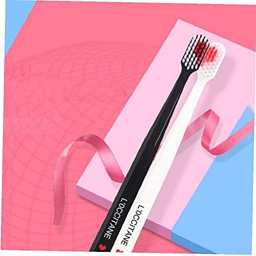 TOSSPER TOSSPER 2pcs/set Couple Toothbrush Black and White Tooth Brushes Creative Heart Shaped Toothbrush Adult Soft Bristle Toothbrush