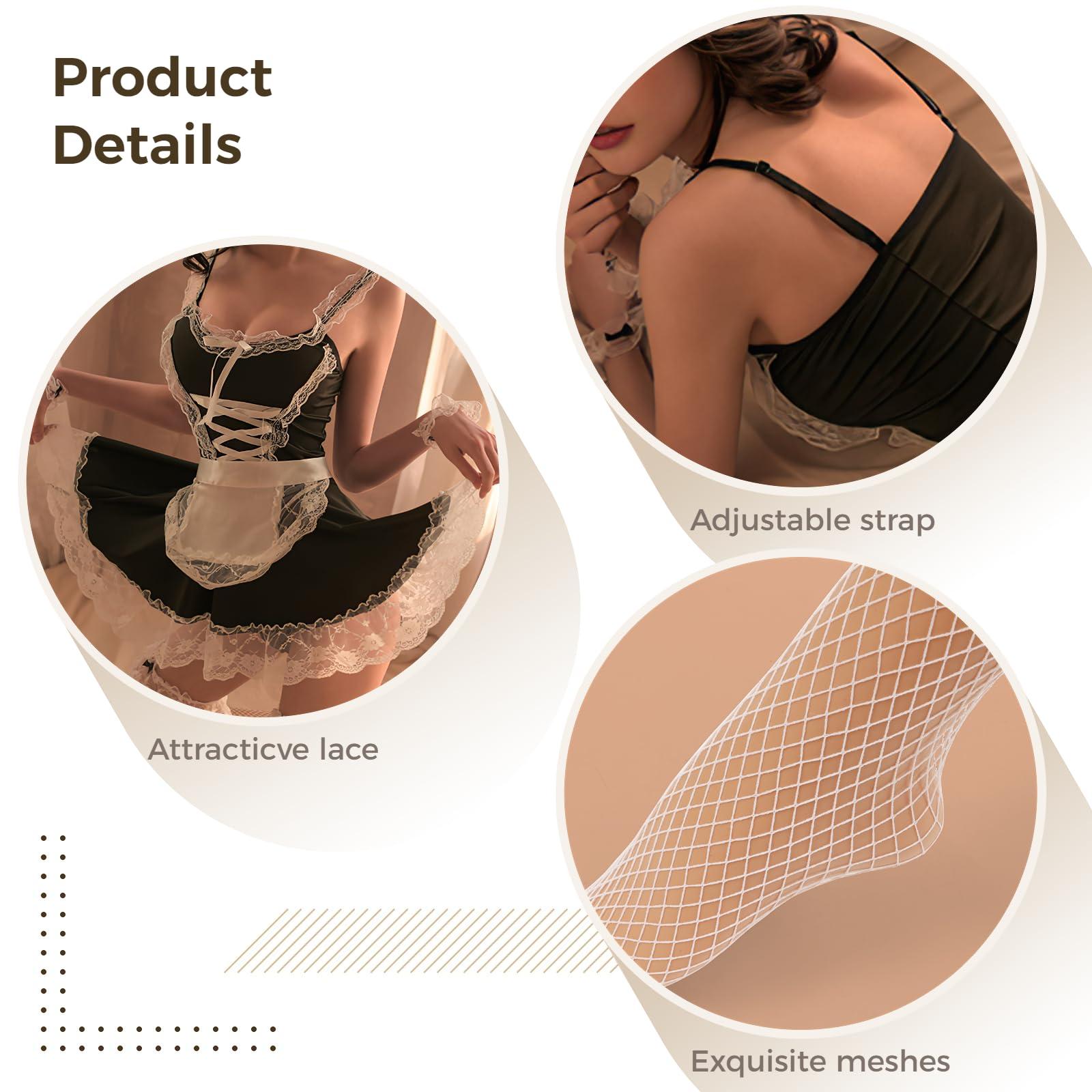 COYLINK COYLINK Sex French Maid Outfit Maid Costume Femboy Lingerie Set Sexy Anime Cosplay Outfits for Women, A, 3XL