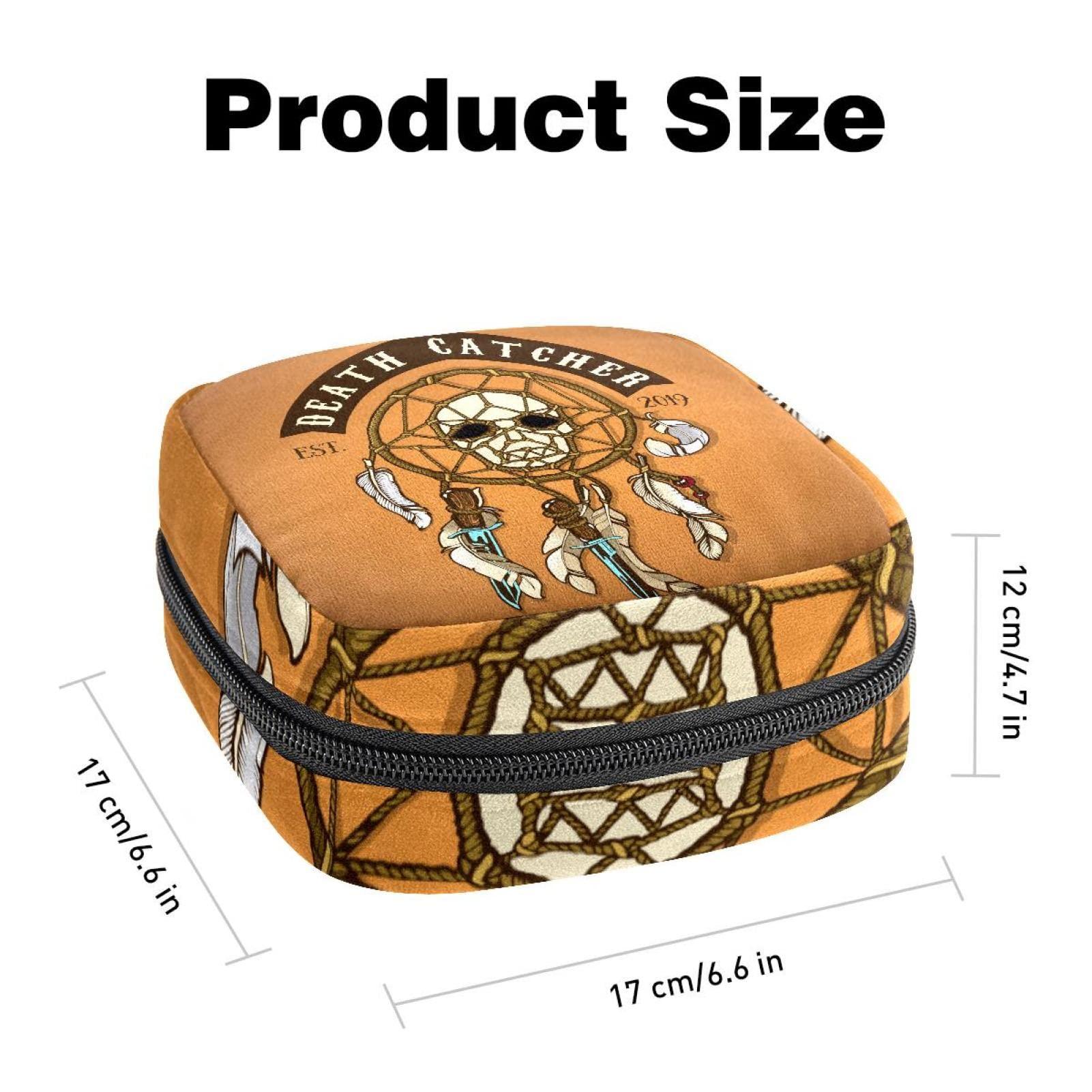 Generic Period Pouch Portable Tampon Storage Bag,Tampon Holder for Purse Feminine Product Organizer,Colored Biker Skull Death Catcher