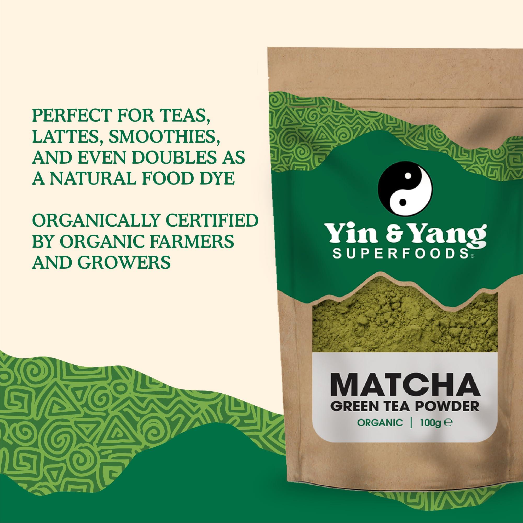 Yin & Yang Superfoods Japanese Organic Matcha Powder - 100g (33 Servings), by Yin & Yang Superfoods - Culinary Grade, Premium Quality, Natural Source of Energy, High in Antioxidants, Pesticide-Free, Vegan