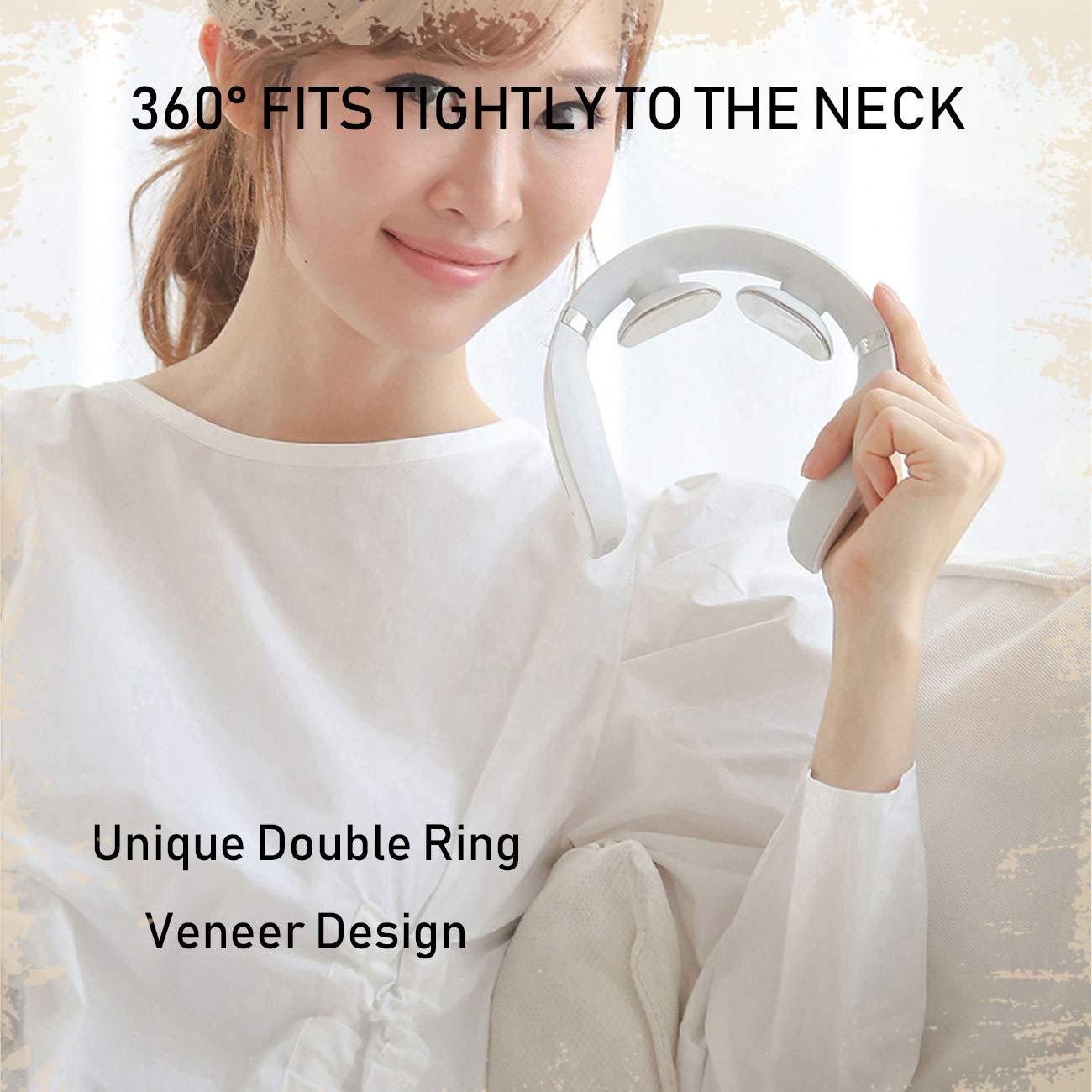 Lnobern ZhiLianZhao Cordless Neck Massager, Intelligent Portable Cervical Relax Equipment with 5 Massage Modes, Ergonomic, Large Capacity Battery 1200 mAh for Relieve Neck Stiffness,Pink