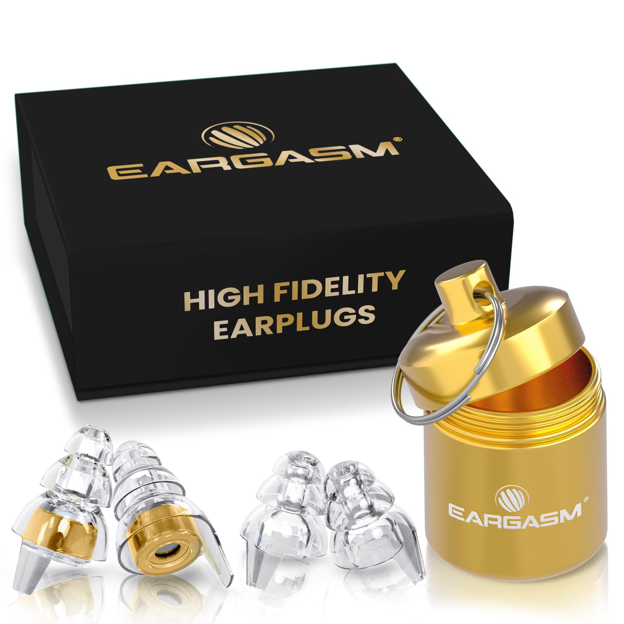 Eargasm Eargasm High Fidelity Earplugs with Gold Filters - Reusable Noise Reduction Hearing Protection Ear-Plugs with Carrying Case for Bartenders, Concerts, Festivals, Raves, Musicians, Live Music, Sports