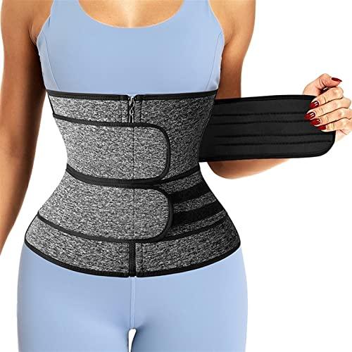 FANFENG FANFENG Women\'s Postpartum Belly Belt Back Posture Corrector Wasit Trainer Adjustable Double Pull Lumbar Support Corset (Color : Grey, Size : XXL/XX-Large)