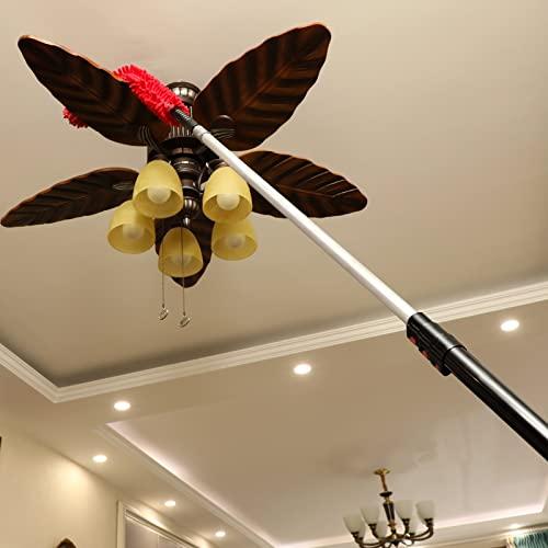 HIWARE 20 Foot High Reach Dusting Kit with 5-12 Foot Extension Pole // High Ceiling Duster with Telescopic Pole // Cobweb Microfiber Duster // Outdoor & Indoor Extendable Duster Cleaning Kit