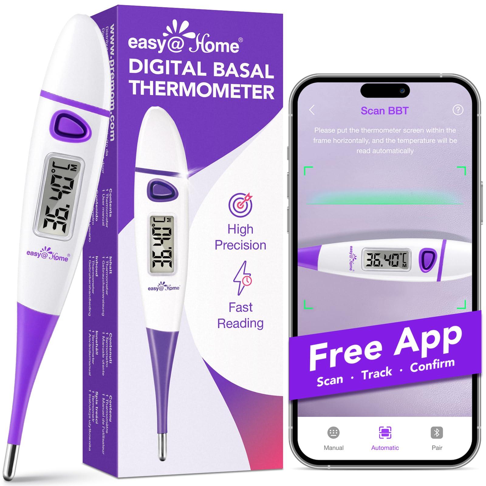 Easy@Home Ovulation Tracker Digital Basal Thermometer: Easy@Home BBT Thermometer for Fertility Prediction - Basal Body Thermometer for Accurate Temperature Monitoring with Premom App Purple DMT-3018