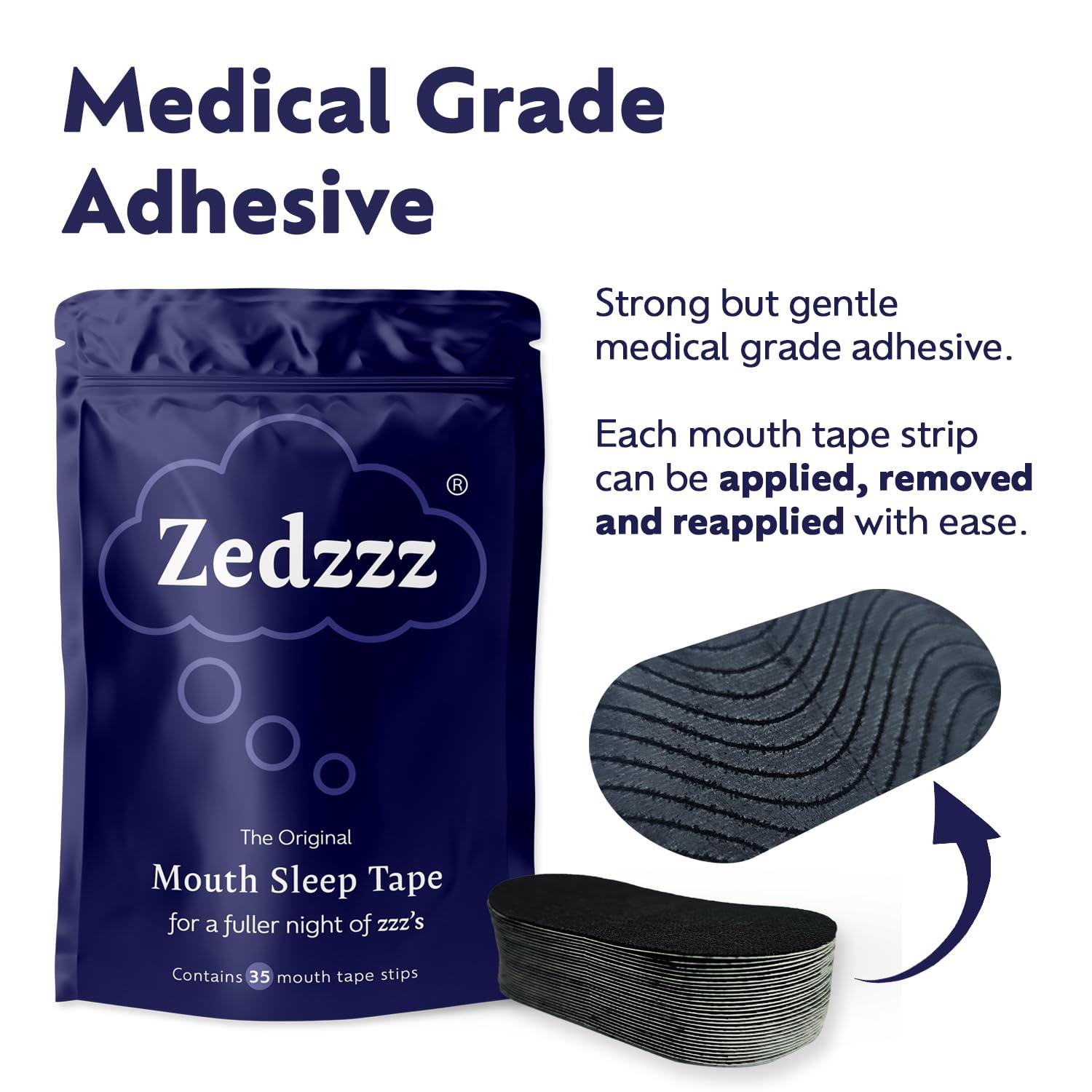Zedzzz Sleep Zedzzz Mouth Tape for Sleeping (35 Strips) | Anti Snoring Aid for Men & Women | 5+ Weeks of Sleep Tape Strips | Sleep Aid | Anti Snoring Devices Mouth Tape | Snore Stopper | Reusable Mouth Tape
