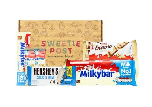 SweetiePost White Chocolate Gift Box | Milkybar Hersheys Selection Box | White Chocolate Kinder Bueno | White Chocolate Hamper | Perfect for a White Chocolate Lover