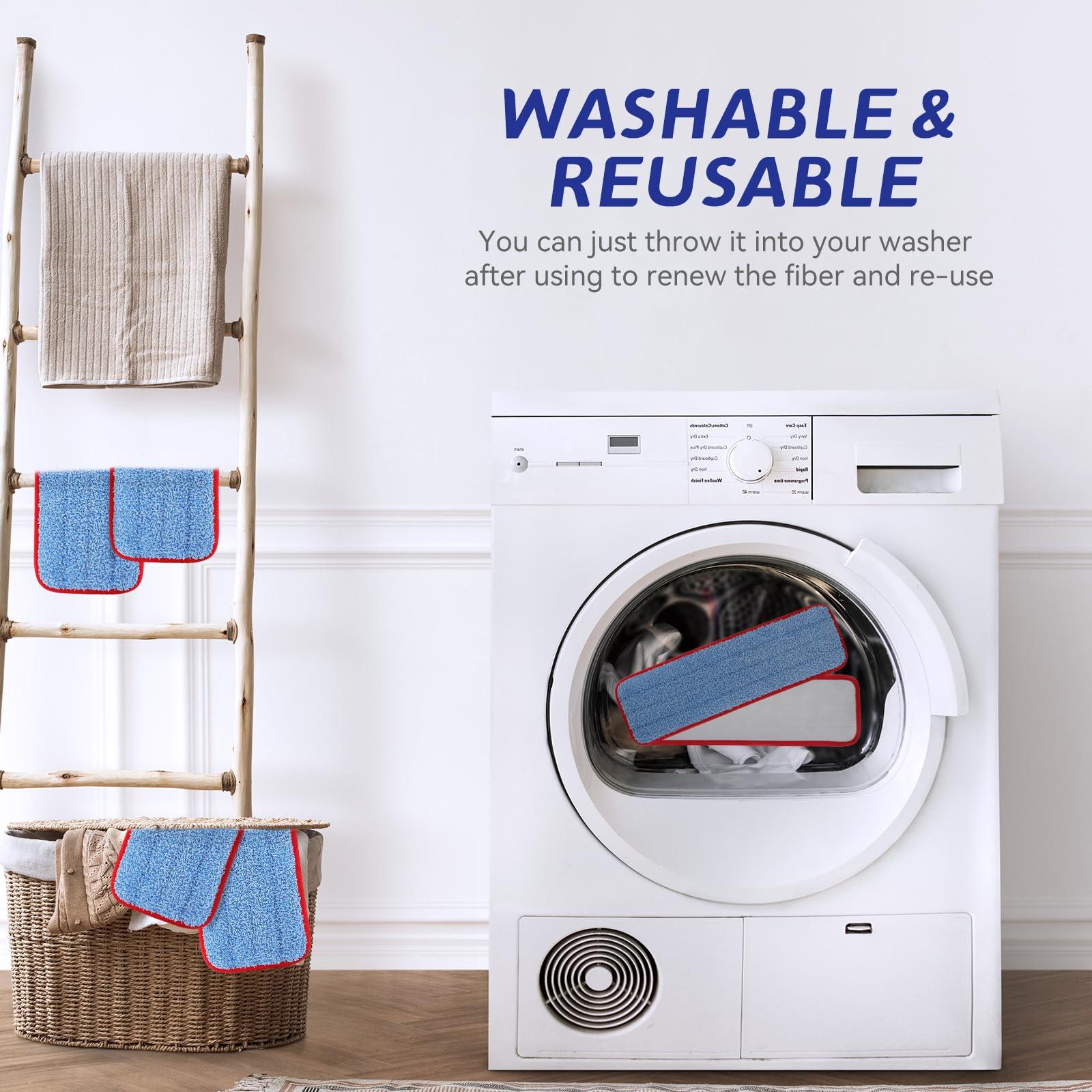 BeiLan Replacement Microfiber Pad for Rubbermaid Commercial 18.5 Inch Mop Head - 6 Pack Wet & Dry Commercial Cleaning Refills Reusable Mops Refills Fit for Any Microfiber Flat Mop System 18.5"