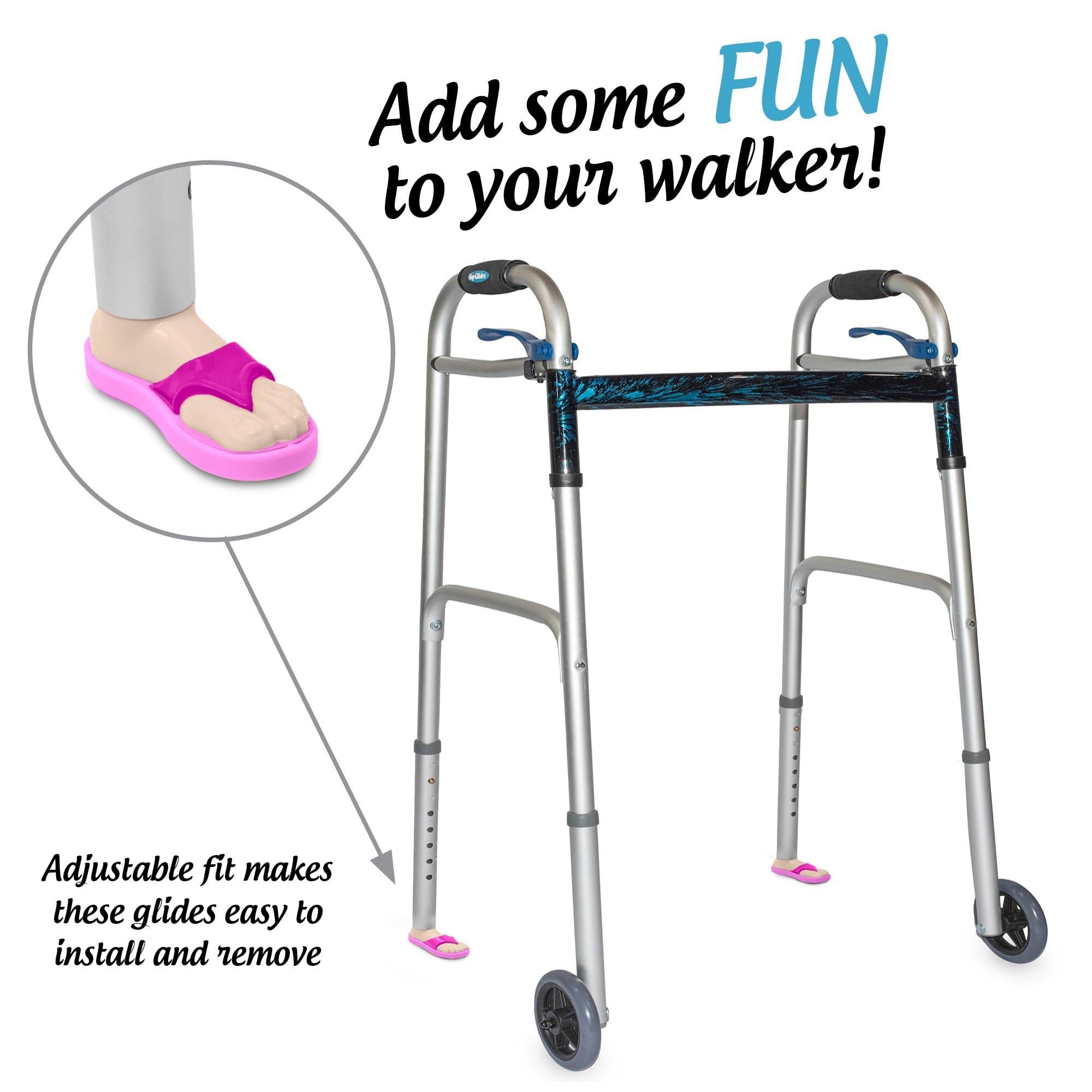 Top Glides New Beach Sandal Walker Ski Glides for 1\" Walker Tubes - 1 Pair (Orchid)