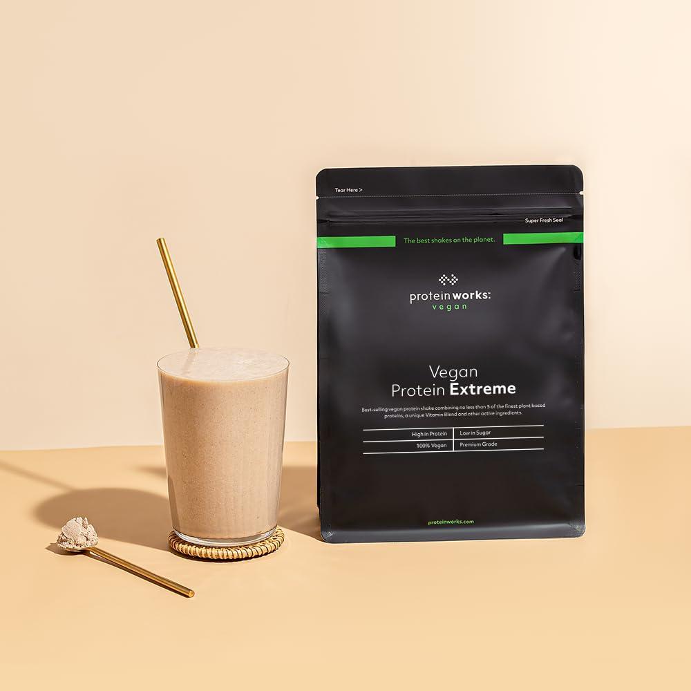 Protein Works Protein Works - Vegan Protein Extreme , Added Vitamin Blend , Vegan Protein Powder , Plant Based Protein Shake , 28 Servings , Salted Caramel Bandit , 1kg