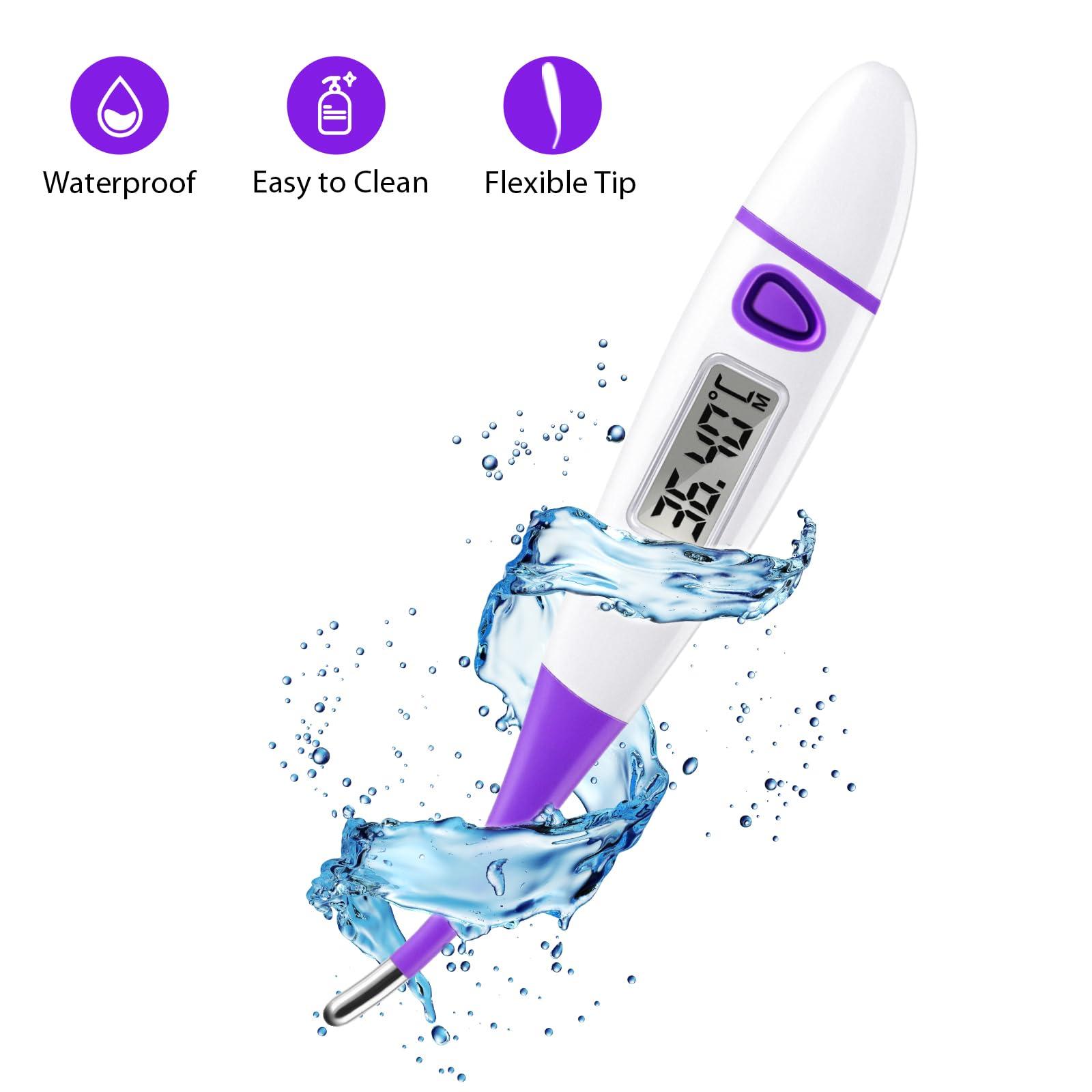 Easy@Home Ovulation Tracker Digital Basal Thermometer: Easy@Home BBT Thermometer for Fertility Prediction - Basal Body Thermometer for Accurate Temperature Monitoring with Premom App Purple DMT-3018