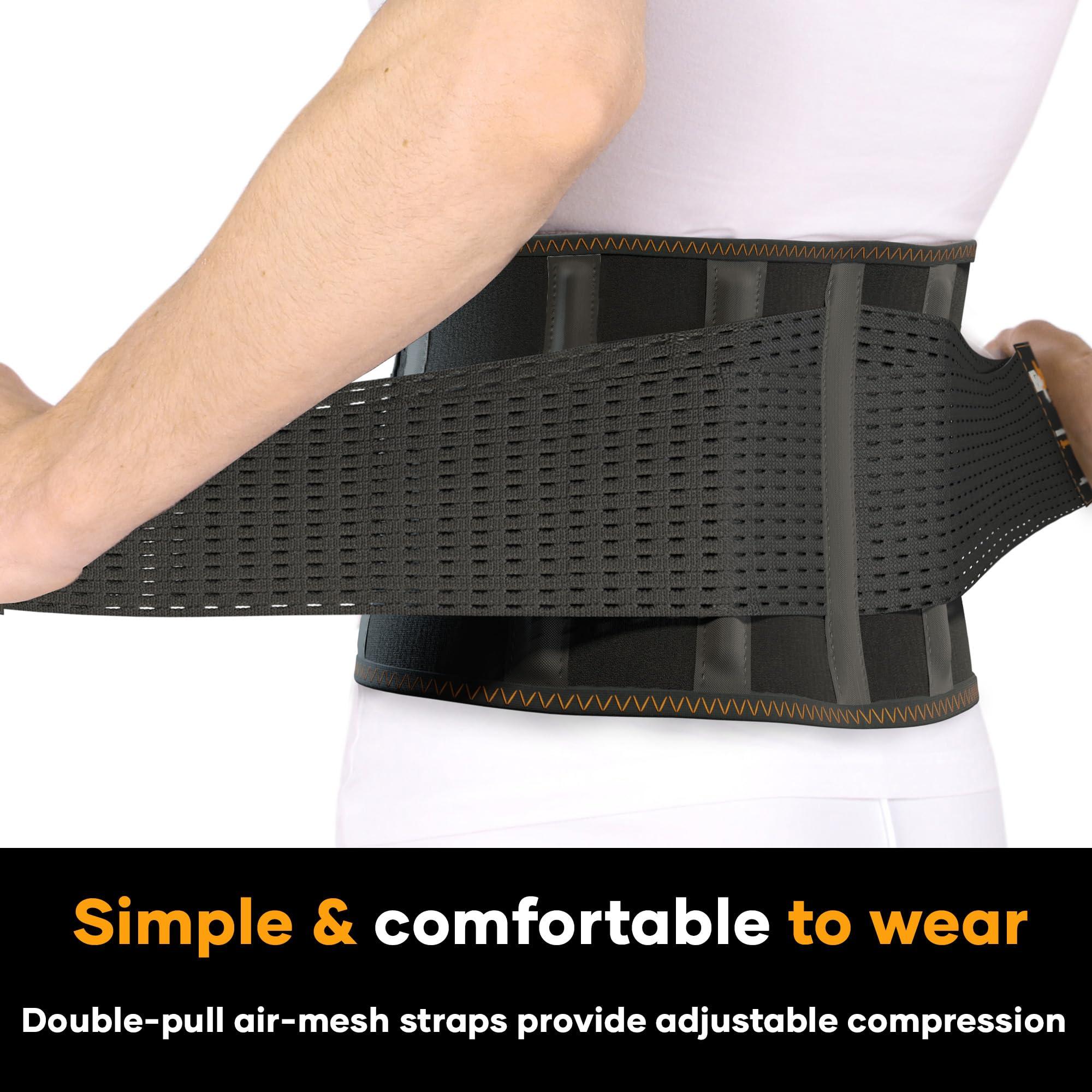 MEDiBrace MEDiBrace Plus Back Support Belt Back Brace with Ergonomic Lumbar Pad - Lower Back Pain Relief for Men and Women - Medical Grade Orthopaedic Waist Compression for Sciatica or Bad Posture (Large)