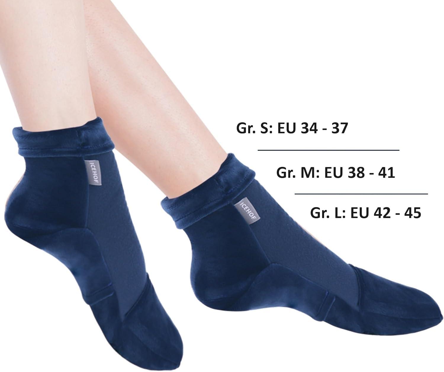 ICEHOF ICEHOF Cooling Socks with 4 Ice Packs - Gentle Fabric / 1 Pair with Cooling Pads Gel Cold Therapy for Feet Toes for Chemo Therapy Rheumatism Cold Socks Chemo - Size S