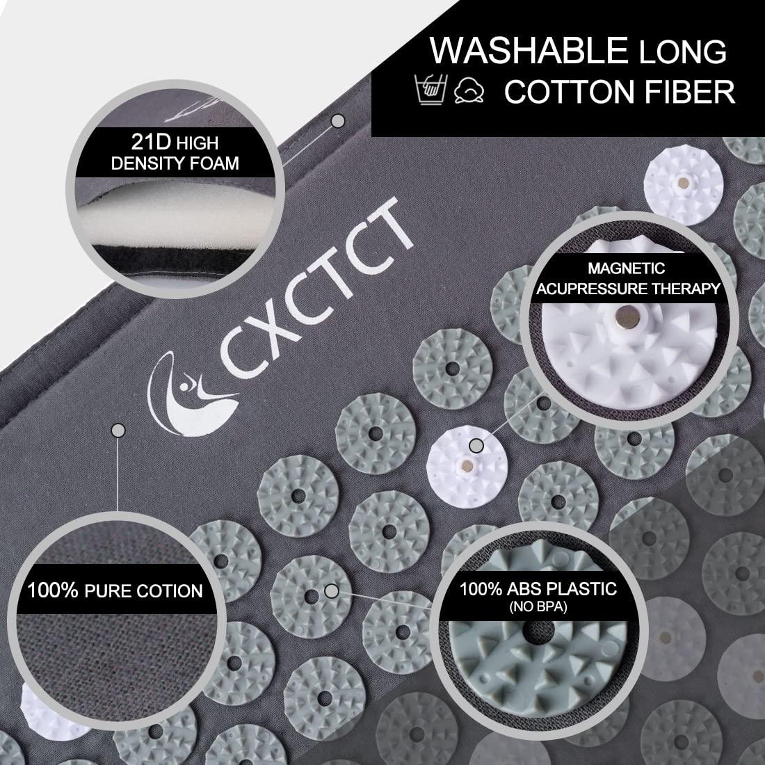CXCTCT Extra Long Yoga Acupressure Mat Set,Massage Acupuncture Mat Large,Magnetic Mat Acupressure Bed of Nails Neck Back Pain Relief(Grey)