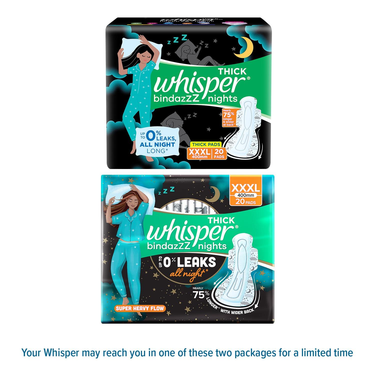 Whisper Whisper Ultra Night Sanitary Pads for Women, XXXL 20 Napkins
