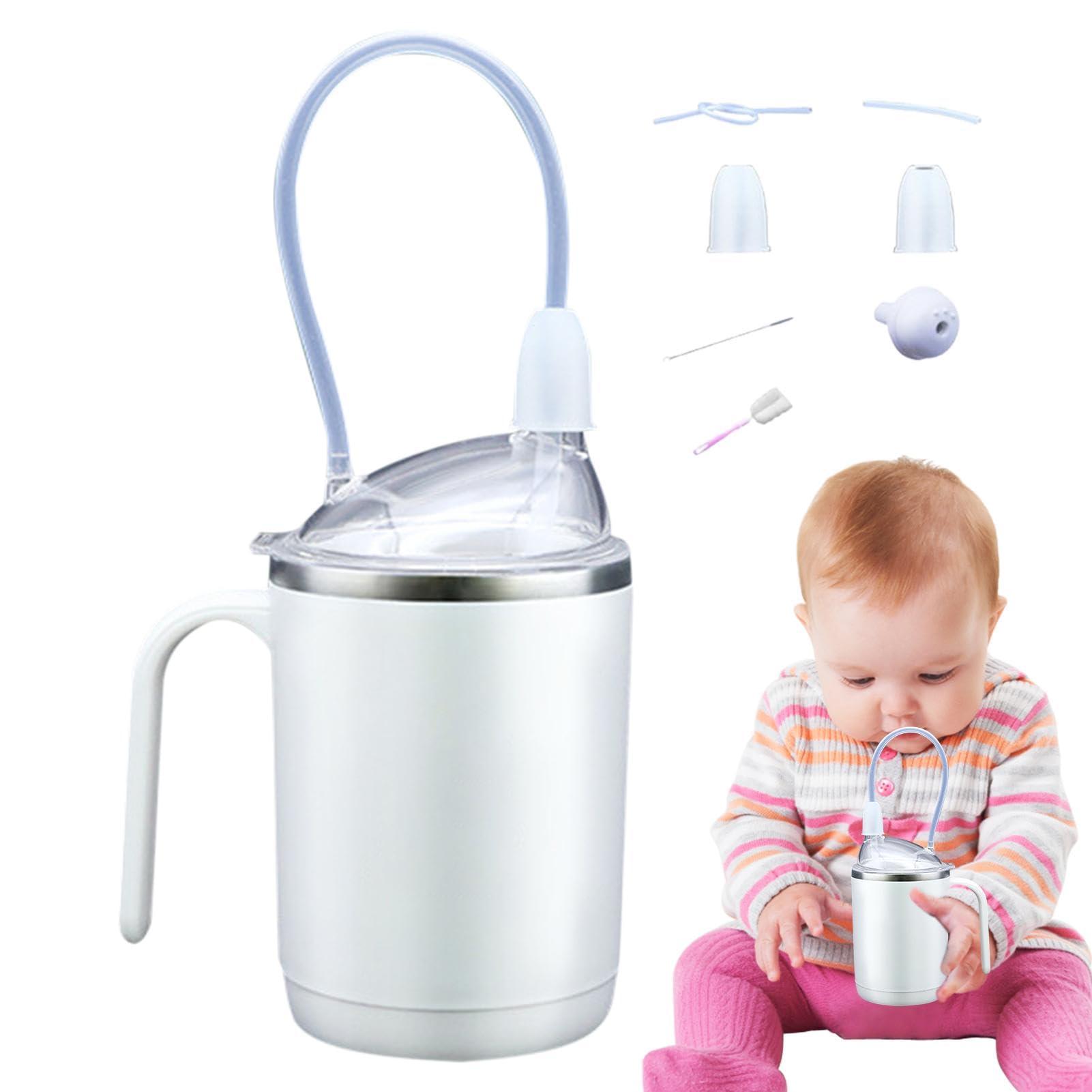 FreshCart Basics Adult Sippy Cups for Elderly,Spill Proof Handicap Cups with Straw for Elderly Care | Porridge Soup Cup with Handle for Elderly, Adults, Disabled Patient