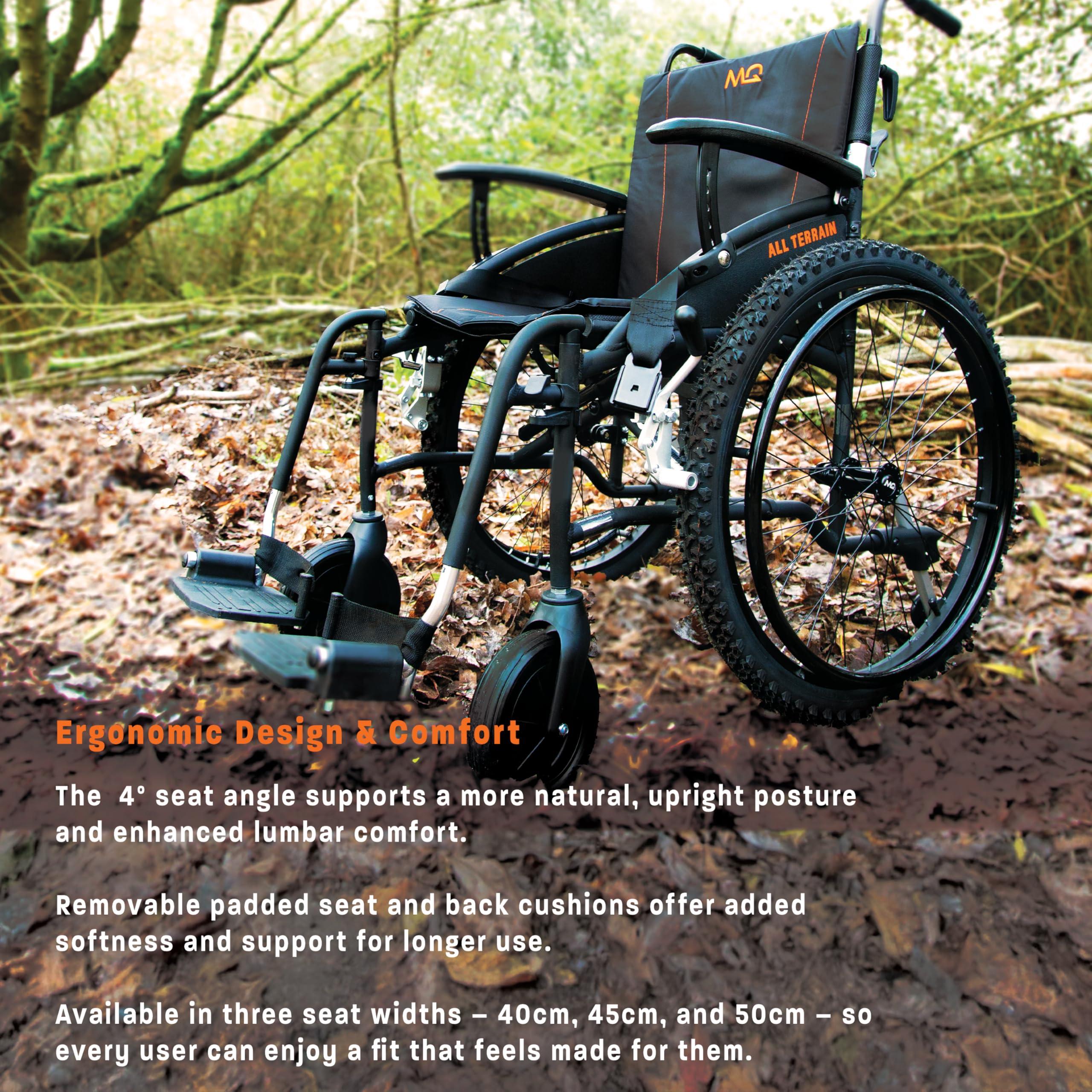MobiQuip MobiQuip All Terrain, Lightweight, Folding, Manual Self Propelled Aluminium Wheelchair, Quick Release Wheels, Silver Frame, 18 inch Seat.