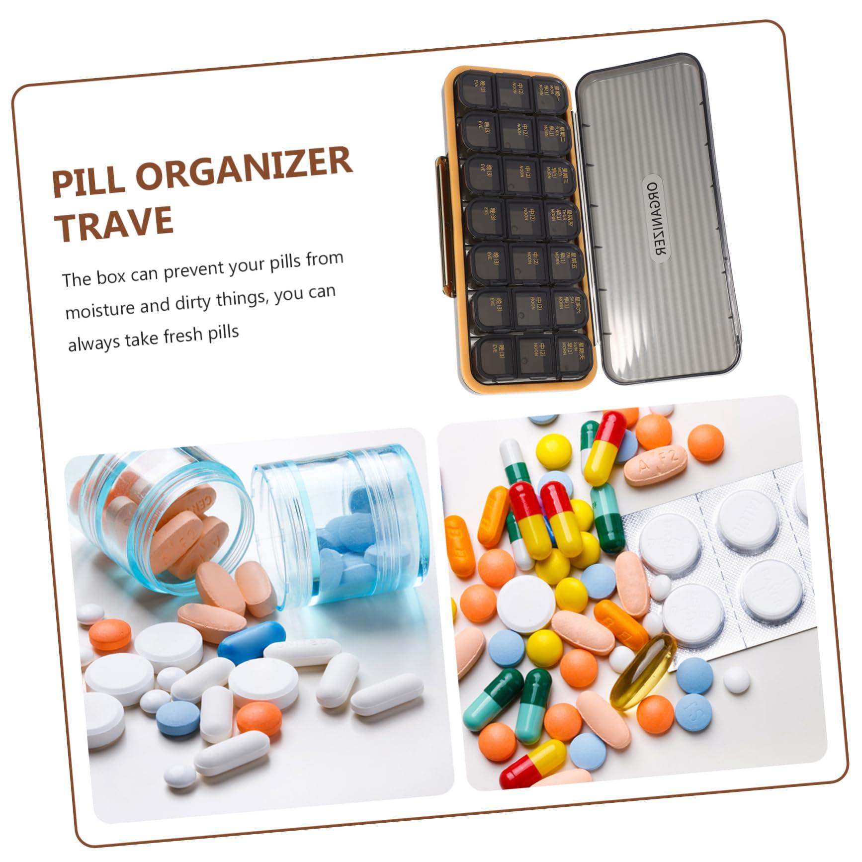 GOOHOCHY GOOHOCHY Portable Weekly Pill Organizer Compartments Travel-Friendly Medicine Storage Box for Easy Dispensing for Seniors and Outdoor Use Black