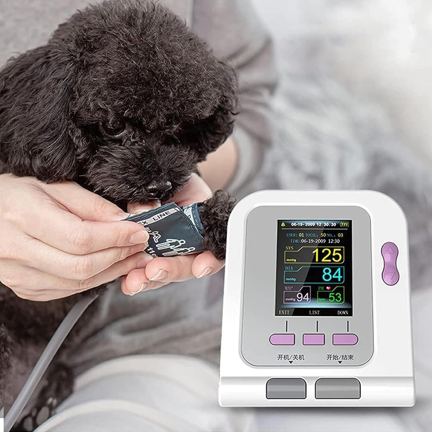 GXLDIANPU Veterinary Blood Pressure Monitor Cuff, Veterinary Electronic Sphygmomanom, with 3 Cuffs, Large Capacity Storage Of 100 Sets Of Data, 2.8-inch Color LCD Display, for Dog/cat/Pets Animal Care