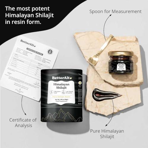 Better Alt Better Alt Pure Himalayan Shilajit Resin High Potency Gold Grade for Men & Women| 75 Servings for Energy Boost & Immune Support, 75%+ Fulvic Acid, with Lab Test Report,400mg