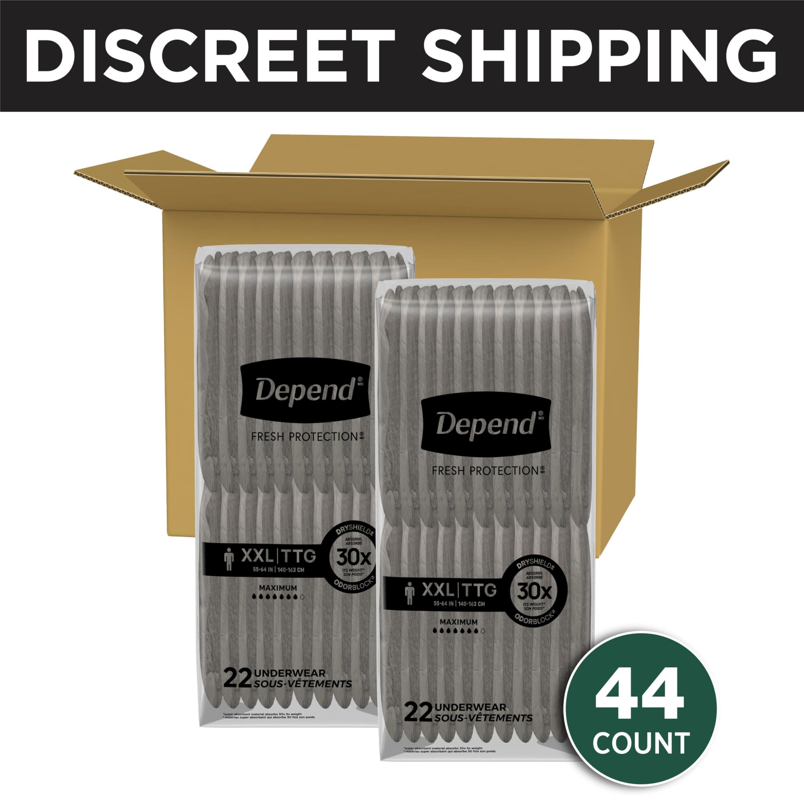 Depend Depend FIT-Flex Incontinence Underwear for Men, Maximum Absorbency, Disposable, XXL, Grey, 44 Count (2 Packs of 22) (Packaging May Vary)