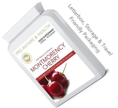Pro Nature & Health Montmorency Cherry Capsules | 1500mg x 90 Tart Cherry Capsules | 100% Natural | High Strength Cherry Supplement | Made in the UK | Vegan & Gluten-Free