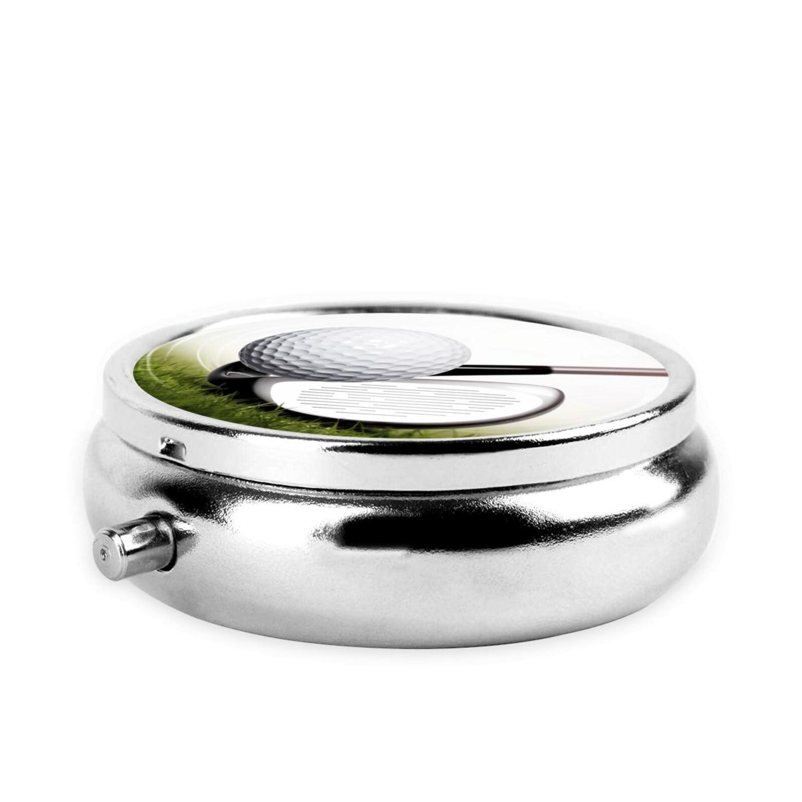 KHiry Round Pill Box Pill Case Weekly Pill Organizer with 3 Compartments Golf Club Pillbox Small Pill Container Portable Vitamin Holder Boxes for Supplements Medicine Organizer for Pill