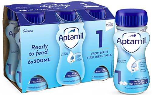 Aptamil Aptamil 1 First Infant Baby Milk Ready to Use Liquid Formula, from Birth, 6x200 ml