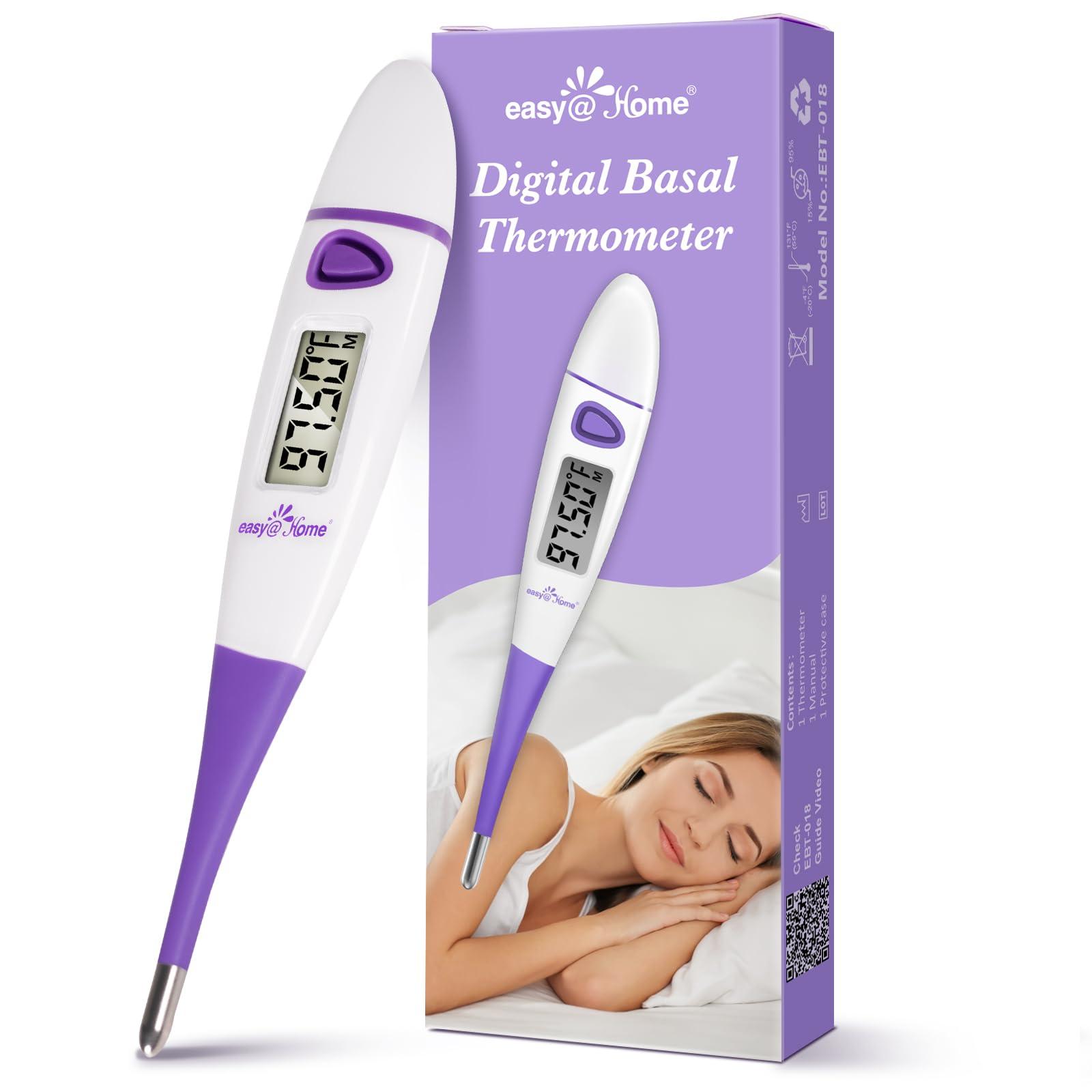 Easy@Home Ovulation Tracker Digital Basal Thermometer: Easy@Home BBT Thermometer for Fertility Prediction - Basal Body Thermometer for Accurate Temperature Monitoring with Premom App Purple DMT-3018