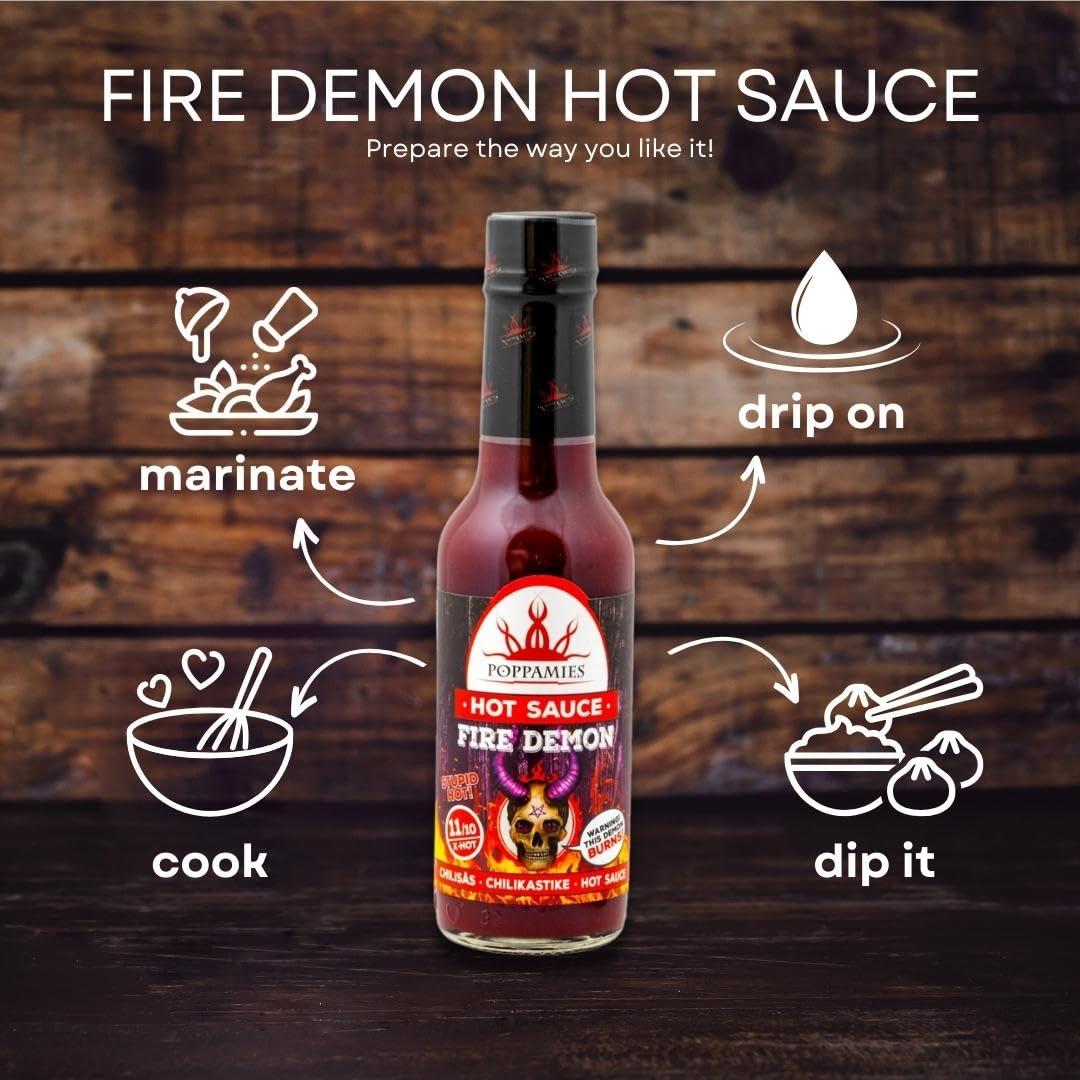 POPPAMIES Poppamies Fire Demon Chili Sauce - Gluten-free, Lactose free, Vegan - Spiciness: 11/10 150ml