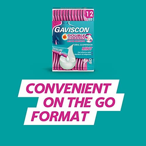 Gaviscon Gaviscon Double Action Sachets, Mint, 24 X 10ml, Heartburn Relief, Acid Reflux, Indigestion Liquid Gerd, Gastro Resistant, Gets To Work Instantly, Lasts 2X Longer, Antacids, Digestion and Nausea