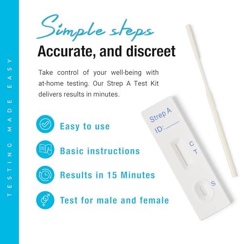 Viva Test Strep A Viva Test Kit Professional Strep Throat Test Kit Rapid One-Step Test Strep A Complete Throat Swab Cassette Test Kit Fast and Accurate Easy to Use