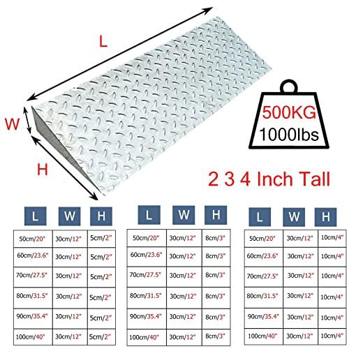ZAQYCM Driveway Ramp Stainless Steel, Curb Ramp 2 3 4 5 6 7 8 Inch Rise for Lowered Cars/ Motorcycle/ Wheelchair, Heavy Duty Threshold Ramp for Doorways/ Patio Door/ Garage ( Color : LxWxH , Size : 35.4x12x4