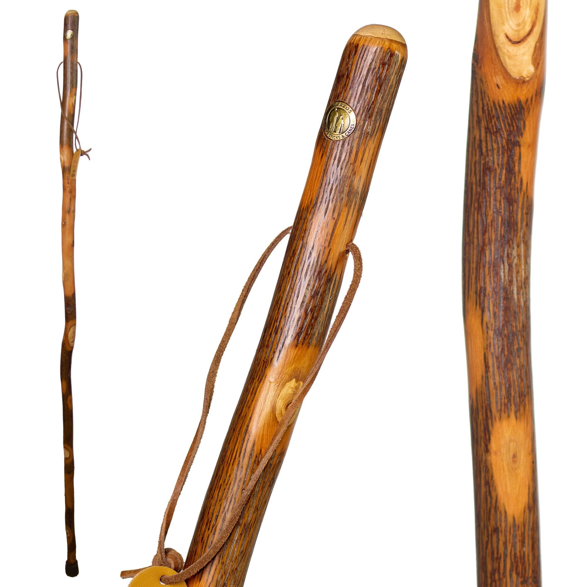 Brazos Brazos Walking Sticks Free Form Hickory Handcrafted Wood Trekking Pole, Made in USA, 58-Inch