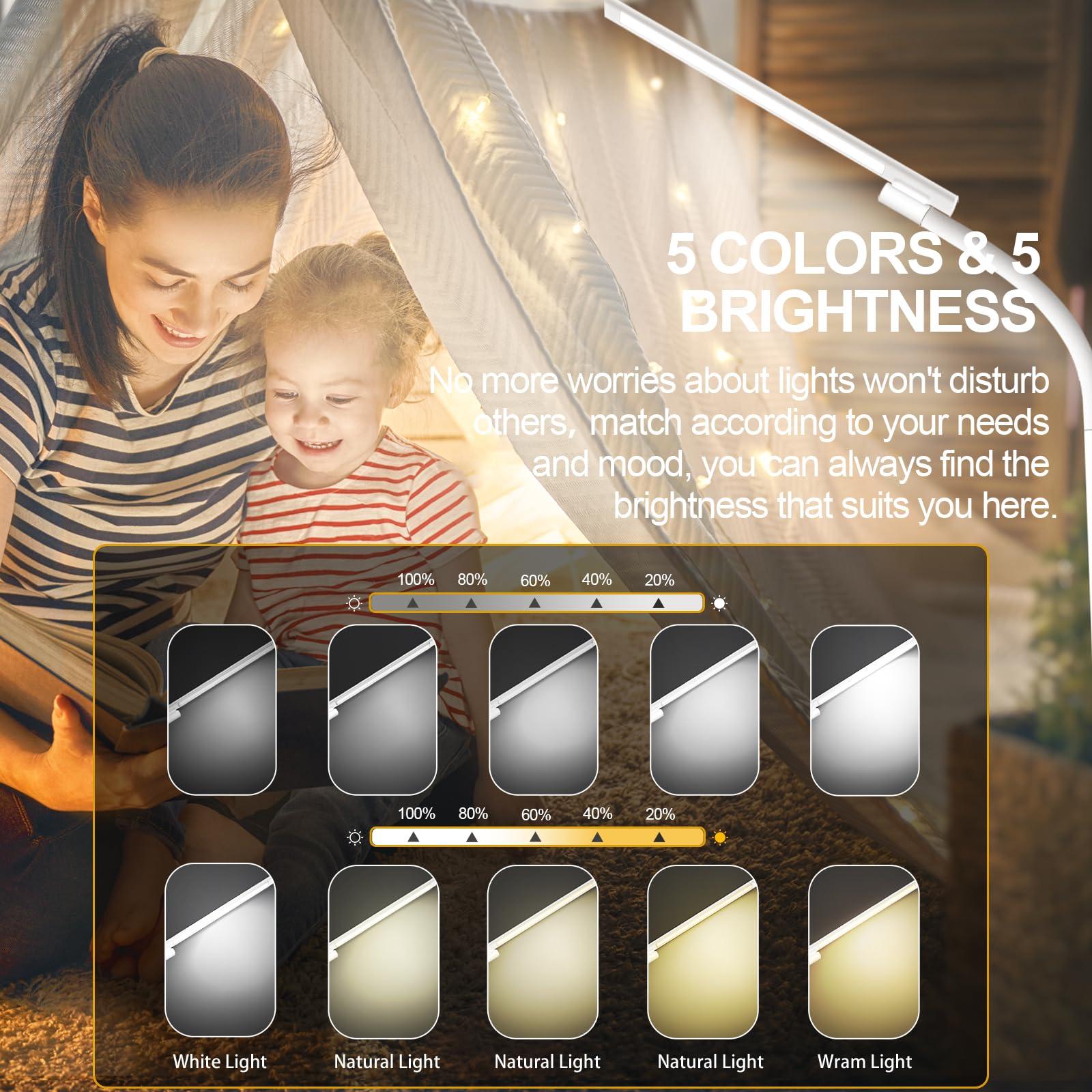 Relhafethy Floor SAD Lamp, UV-Free 10,000 Lux Sad Light Therapy Lamp, Touch & Remote Control, 5 Colour Temperatures & 5 Brightness & Timer, 3-in-1 Adjustable Height Daylight Lamp for Home/Office Use