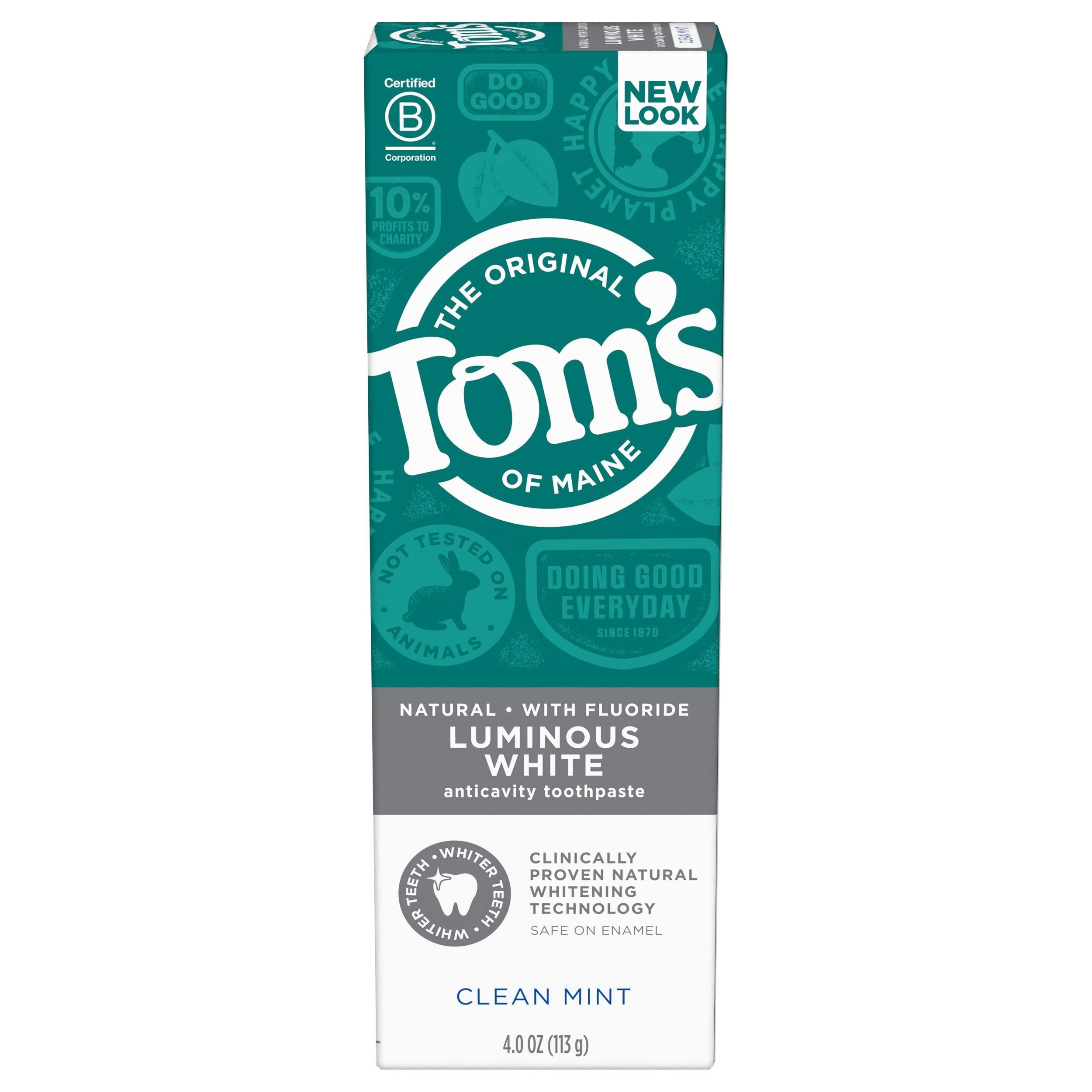 Tom\'s of Maine Tom\'s of Maine - Natural Luminous White Toothpaste with Fluoride Clean Mint - 4 oz.