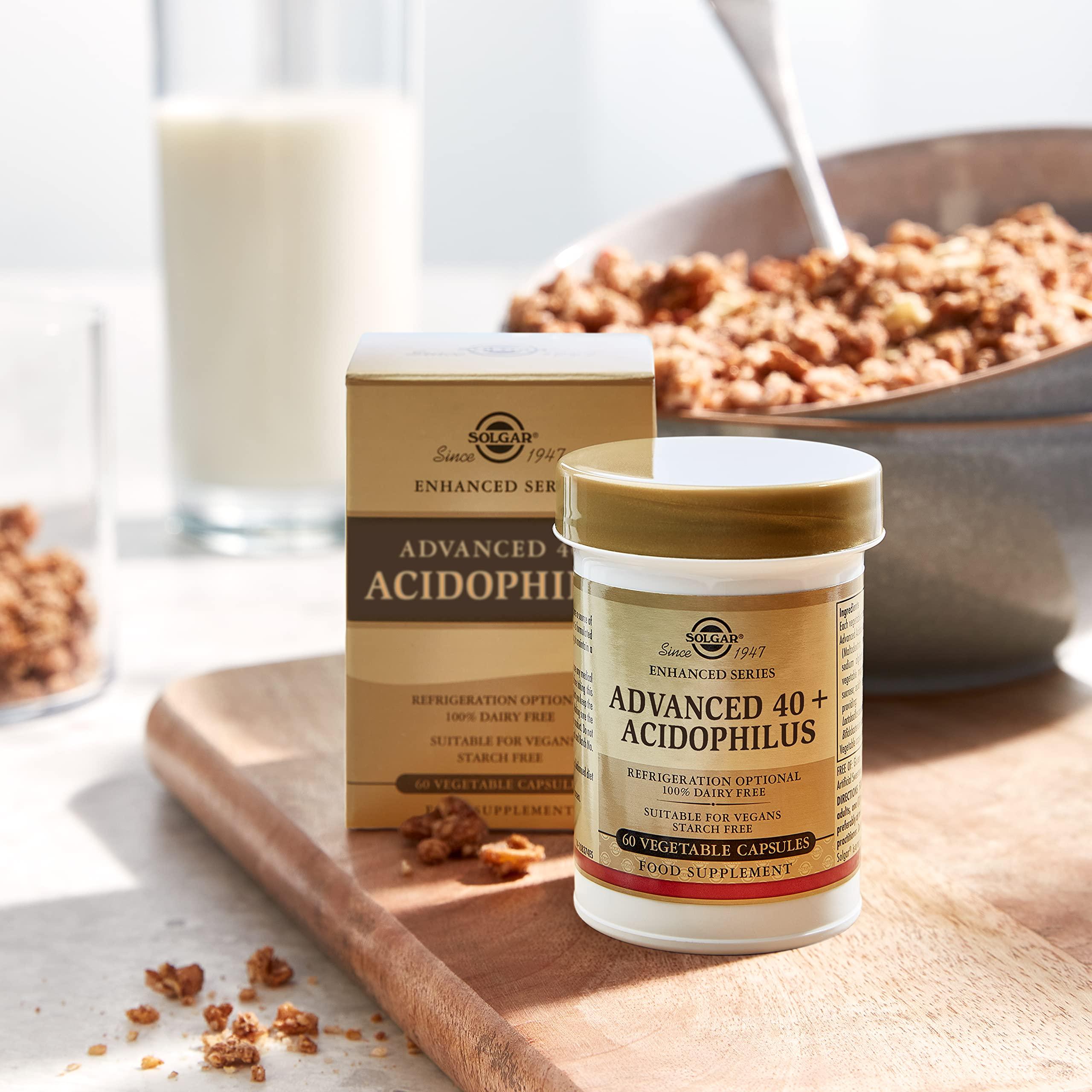 SOLGAR Solgar Advanced 40+ Acidophilus Vegetable Capsules - Pack of 120 - For People Aged 40+, With LA-5 and BB-12 - Maintains Healthy Bacteria Levels