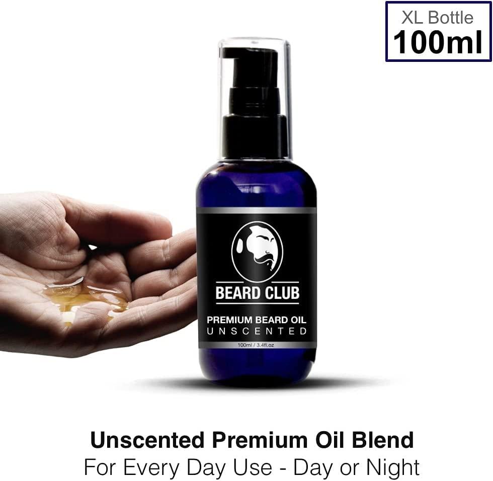 Beard Club Beard Club Unscented Beard Oil Bottle 100ml - Beard Oil for Men - Beard Growth Oil - Beard Moisturiser for Men - Beard Conditioner for Men - Beard Softener for Men - Beard Care