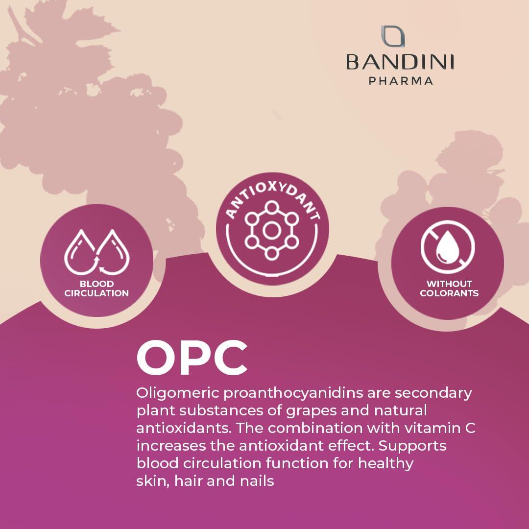 BANDINI Bandini OPC Supplement (95%) Grape Seed Extract | 1076mg OPC + Vitamin C | 365 Capsules | High Strength Antioxidant | Pure Oligomeric Proanthocyanidin 95% from Italian Grapes | Highest HPLC Content