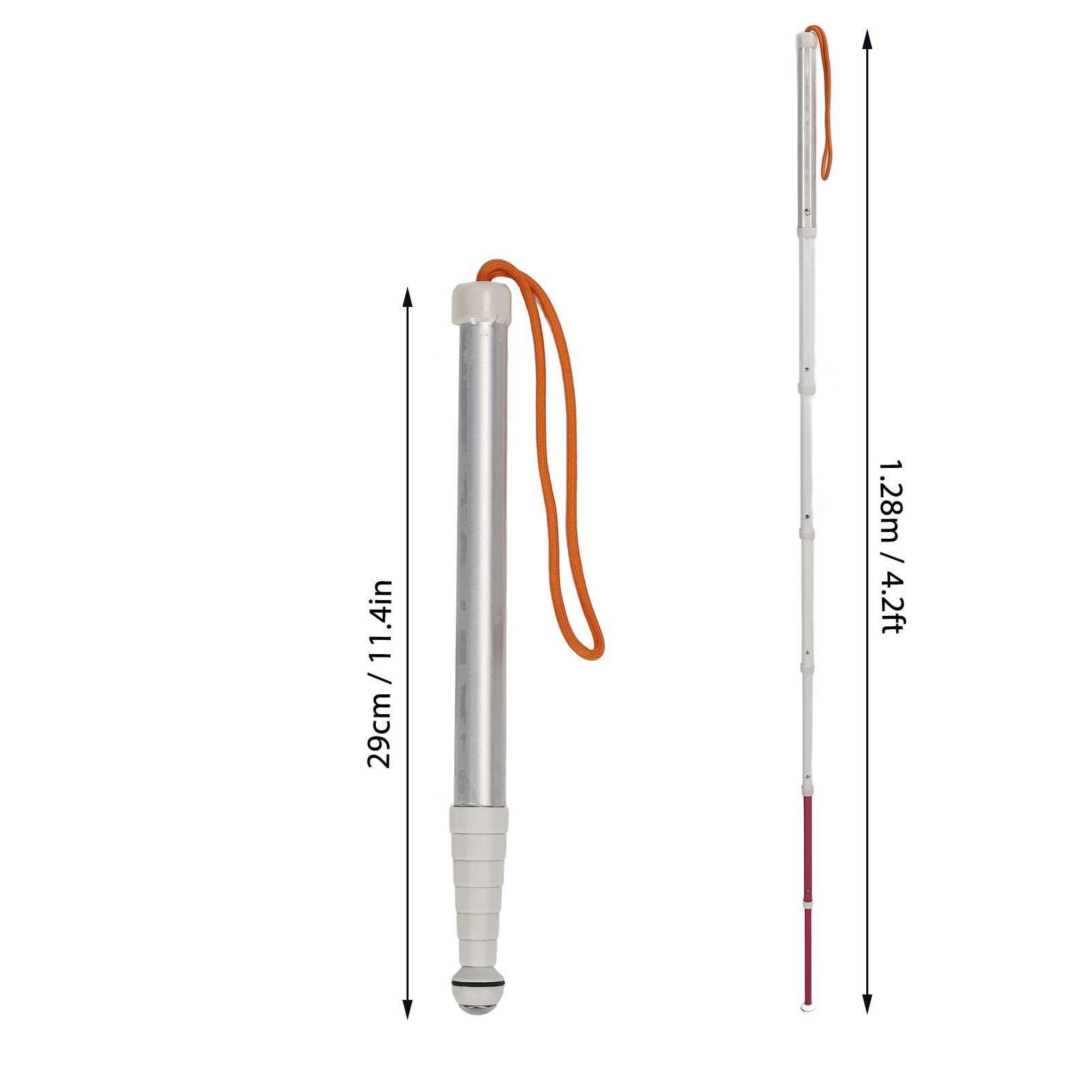 Dpofirs White Blind Cane, Walking Canes, Blind People Gadgets, Telescopic Blind Walking Stick, Anti Slip Shockproof Blind Reflective Guide Cane with Storage Bag