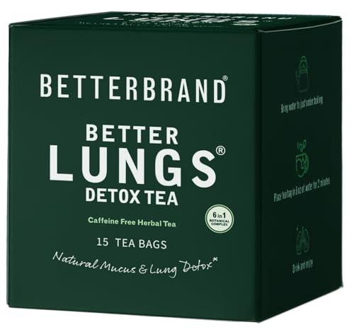 Betterbrand Betterbrand BetterLungs Detox Tea Herbal Tea for Respiratory Support | Mullein Leaf & Herbal Blend for Lung Health & Wellness | Caffeine-Free | 15 Tea Bags