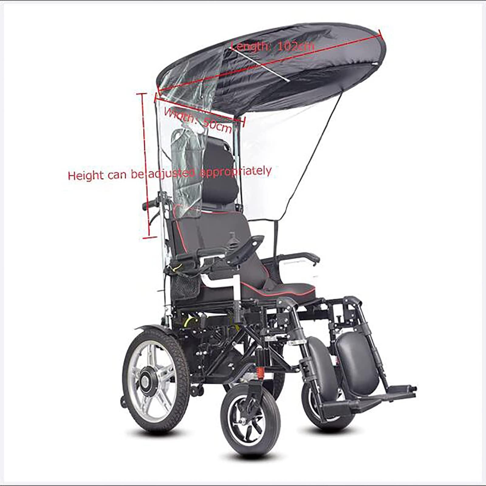 HFGN HFGN Universal Electric Wheelchair Umbrella Canopy Awning, Adjustable Outdoor Umbrella Holder Sun Shade Rain Cover, Black, Polyester, Nylon, Water-Resistant, For Most Wheelchairs