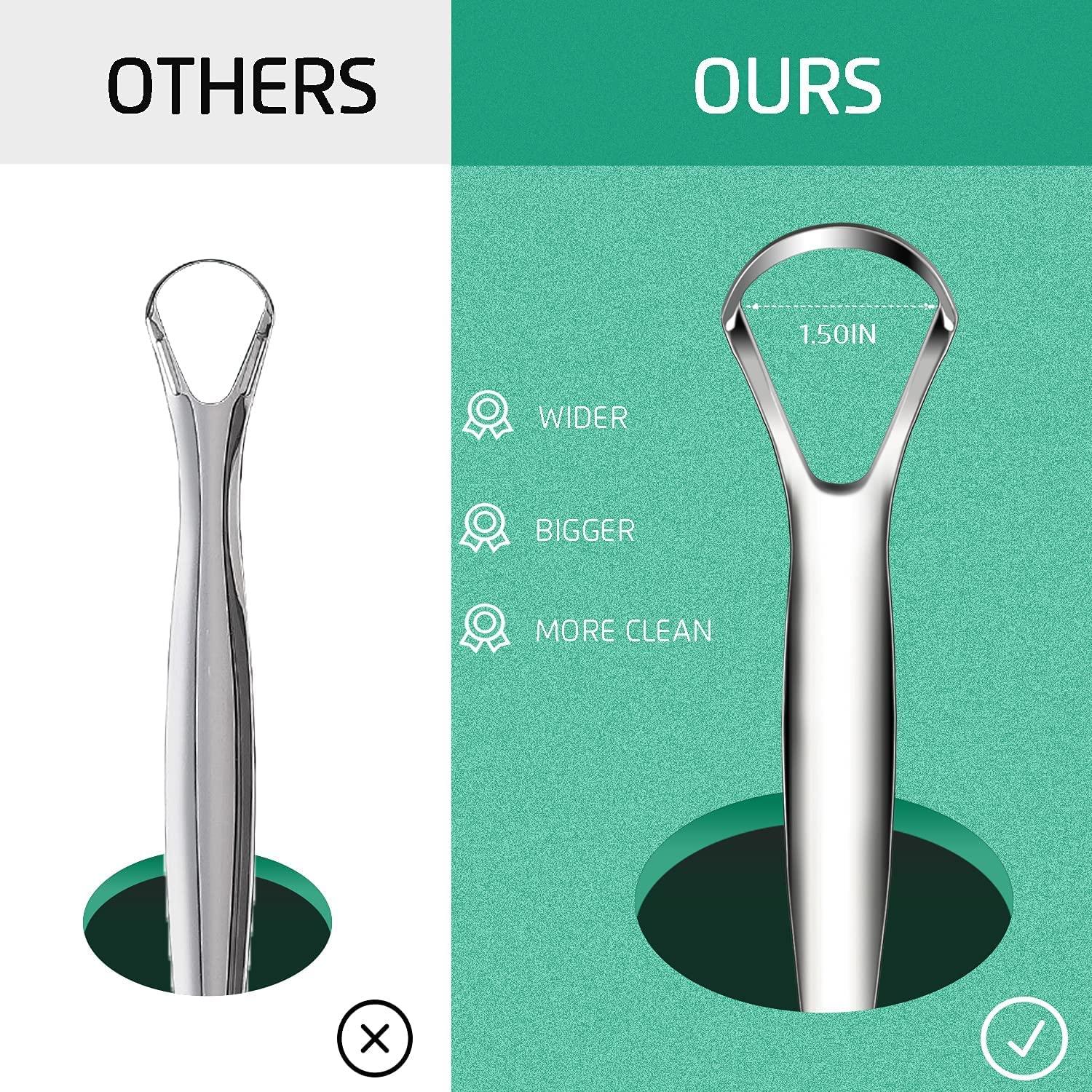 STmea Tongue Scraper, 3pcs Tounge scrappers, Medical Grade Metal Stainless Steel Tongue Cleaner Fights Bad Breath in Seconds, 100% BPA Free Tongue Scrapers Oral Care