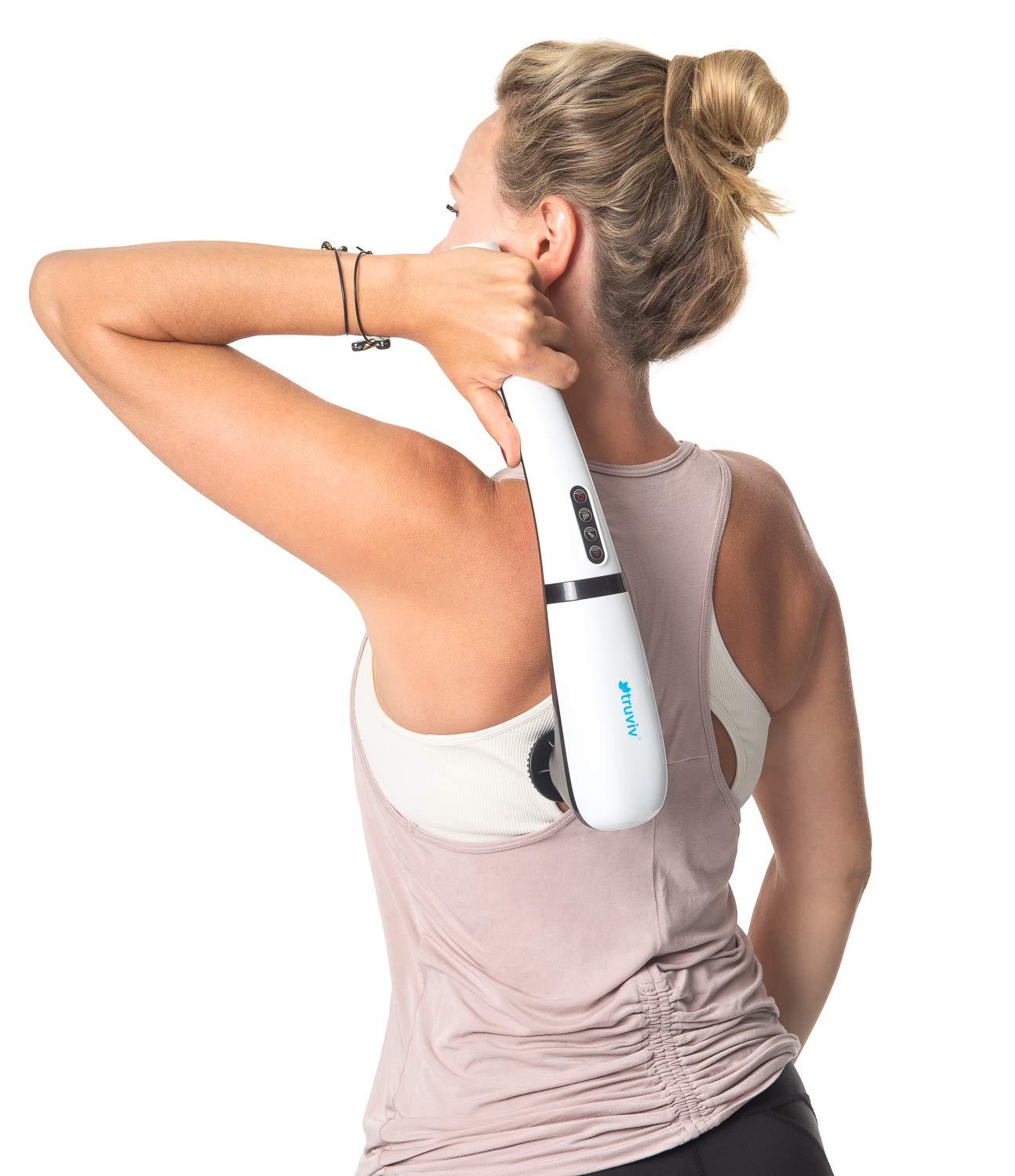 TRUVIV TRUVIV TRU Wave Percussion Handheld Massager with Heat, Deep Tissue Massager for Neck Shoulder Waist Leg Foot Back Pain Relief, Massager for Full Body