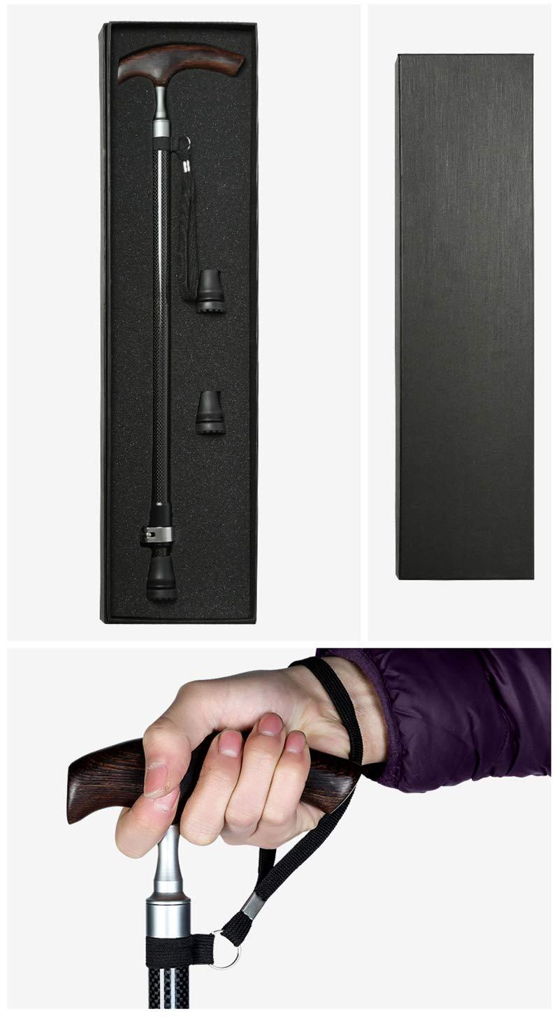 SGSG Adjustable Walking Stick, Lightweight Carbon Fiber Walking Cane With Wooden Handle,Anti - Skid Crutches For Man And Woman