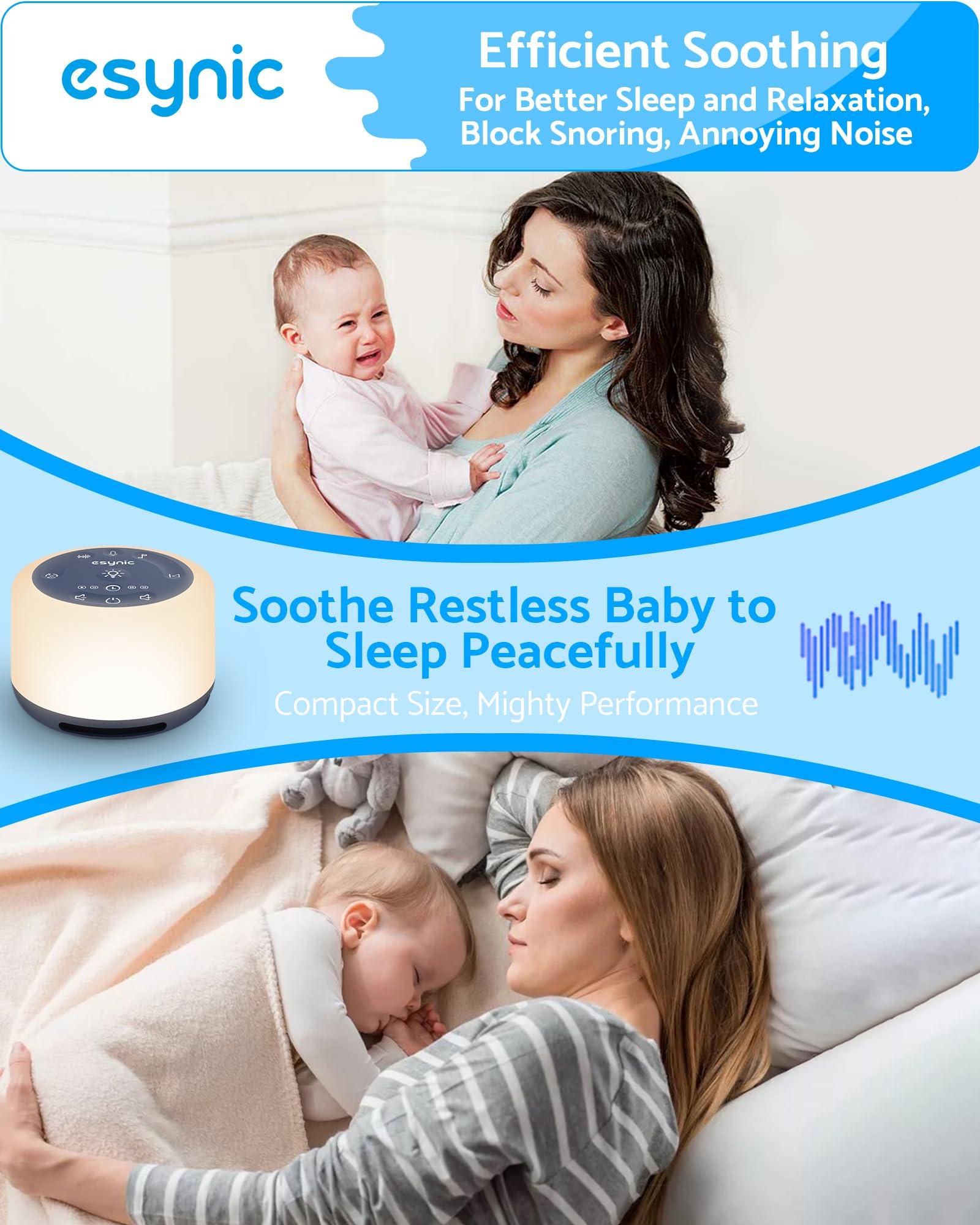 eSynic eSynic Upgraded Version White Noise Machine for Baby Rechargeable Sleep Sound Machine Support 7 Night Lights/30 Sounds/Recording Function/Backlit Buttons/Bluetooth/for Deep Restful Sleep